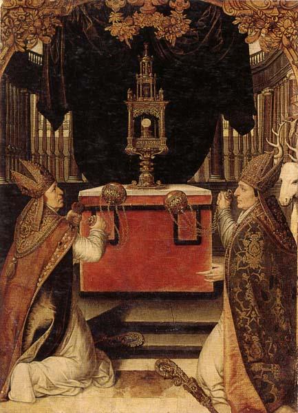 unknow artist Saints augustine and hubert burning incense at an altar oil painting image